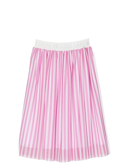 Lapin House striped pleated midi skirt