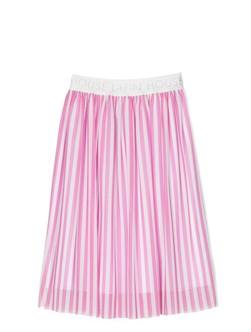 Lapin House striped pleated midi skirt