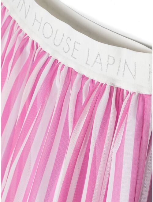 Lapin House striped pleated midi skirt