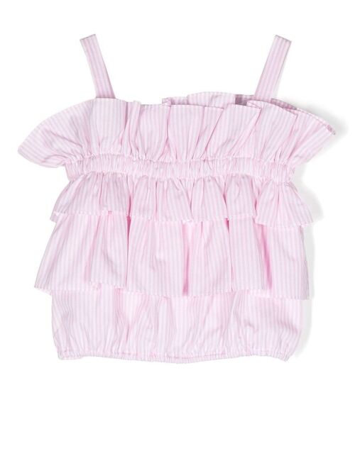 Lapin House ruffled striped sleeveless top