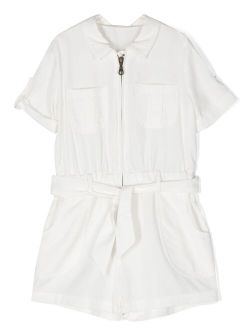 short-sleeve belted playsuit