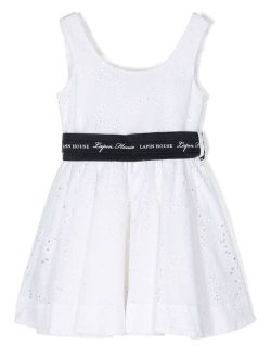 logo-tape broderie anglaise dress