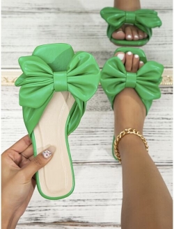 Bow Decor Slide Sandals