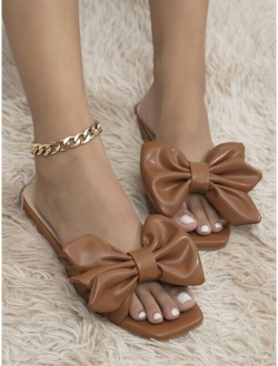 Bow Decor Slide Sandals