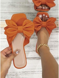 Bow Decor Slide Sandals