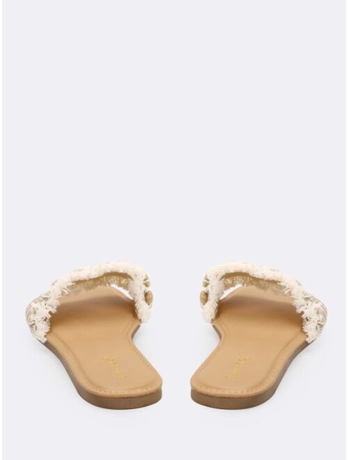 Shein Slip On Raffia Flat Sandals