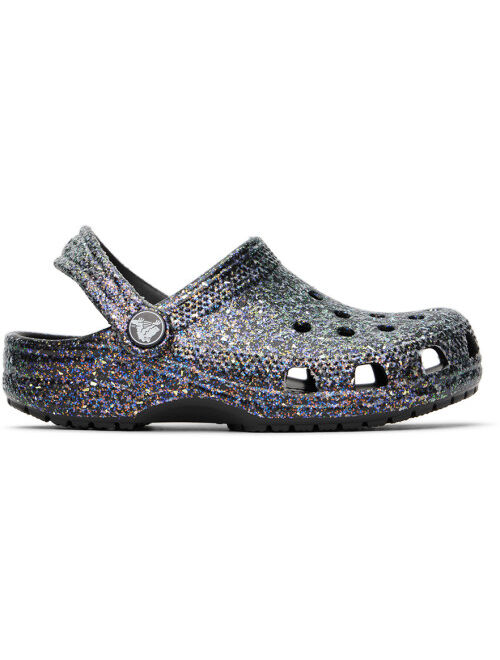 CROCS Kids Black Classic Glitter Clogs