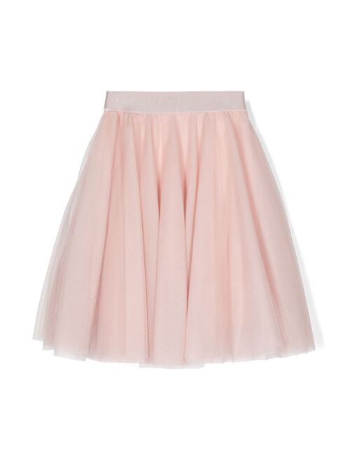 Lapin House logo-waistband tulle skirt