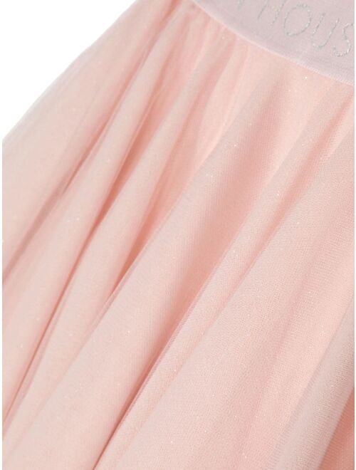 Lapin House logo-waistband tulle skirt