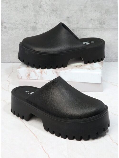 Faux Leather Slip On Work Clogs