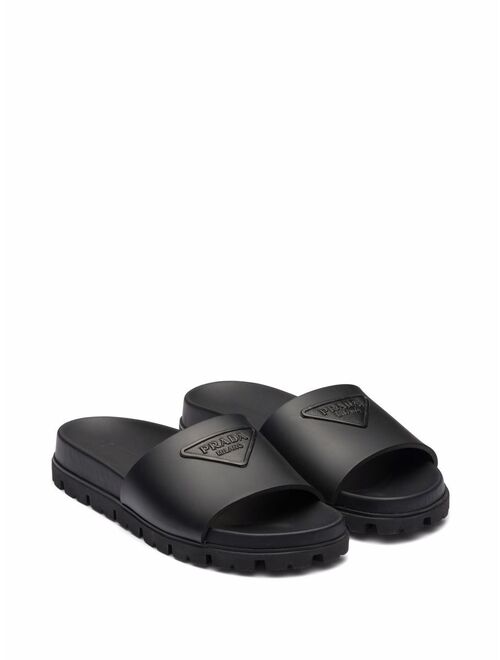 Prada triangle-logo pool slides