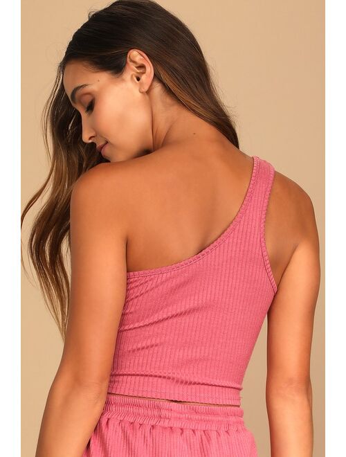 Lulus Tell My Mood Rusty Rose One-Shoulder Cropped Tank Top