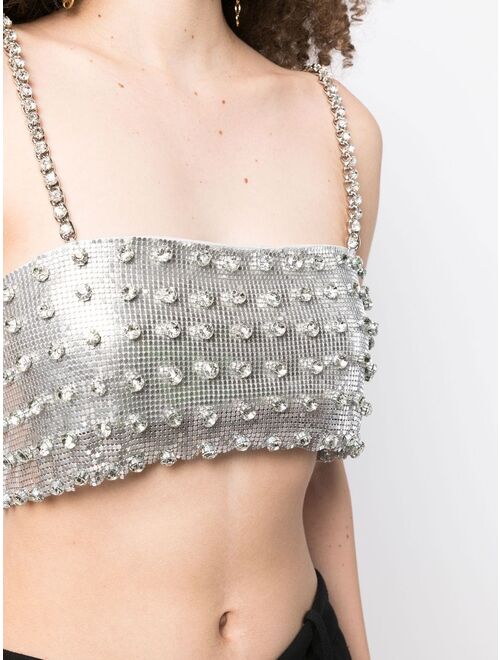 Retrofete Kauren crystal-embellished crop top