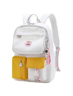 AUOBAG Backpacks for Girls Backpack for School Suitable Ages 6-8 Kids - Pass CPSC Certified - Gift Cute Pendant (White)