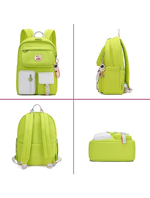 AUOBAG Backpacks for Girls Backpack for School Suitable Ages 6-8 Kids - Pass CPSC Certified - Gift Cute Pendant (White)