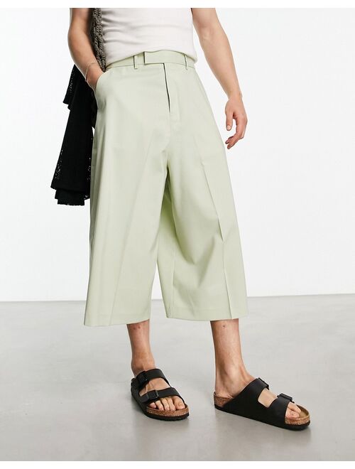 ASOS DESIGN culotte pants in pale green