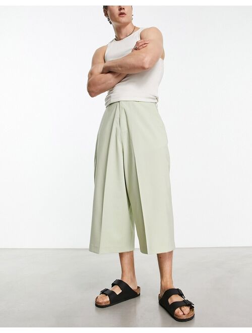 ASOS DESIGN culotte pants in pale green