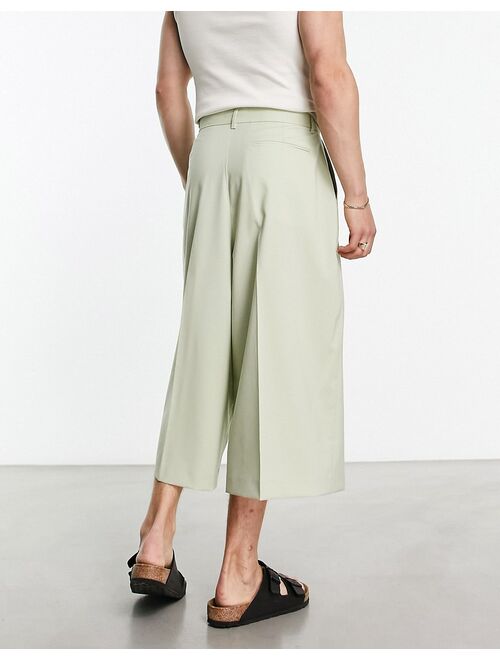 ASOS DESIGN culotte pants in pale green