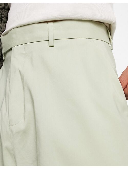 ASOS DESIGN culotte pants in pale green