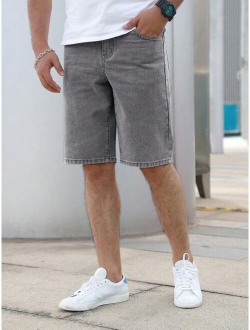 Men Cotton Slant Pocket Bermuda Denim Shorts