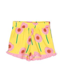 Kids ruffled-trim floral shorts