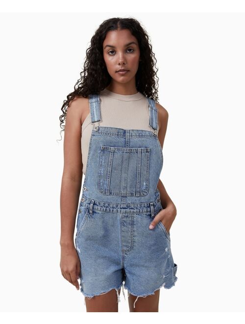 COTTON ON Women's Utility Denim Overall Shorts