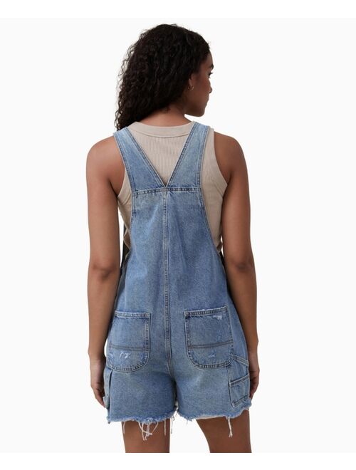 COTTON ON Women's Utility Denim Overall Shorts