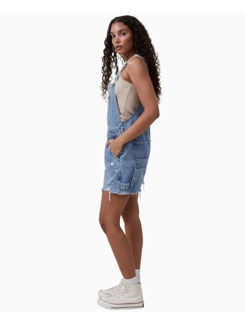 COTTON ON Women's Utility Denim Overall Shorts