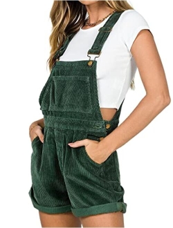 Justalwart Overalls Women Shorts Loose Fit Adjustable Strap Denim Bib Roll Cuff Shortalls Romper