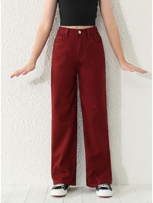 SHEIN Kids EVRYDAY Girls High Waist Wide Leg Jeans