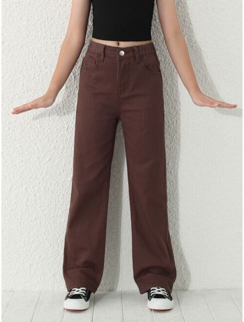 SHEIN Kids EVRYDAY Girls High Waist Wide Leg Jeans