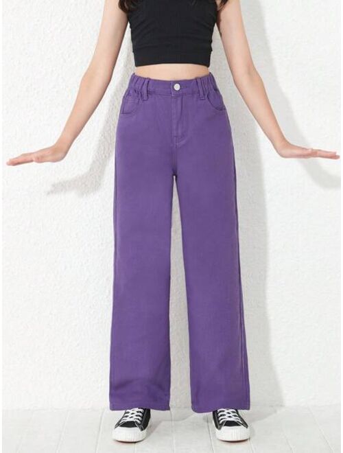 SHEIN Kids EVRYDAY Girls High Waist Wide Leg Jeans