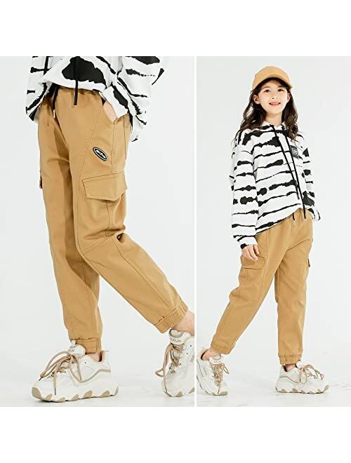 MINI PANDA Girls Pants,Stretchy Loose Fitting Girls Pants Size 6-16 Trendy