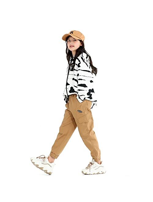 MINI PANDA Girls Pants,Stretchy Loose Fitting Girls Pants Size 6-16 Trendy