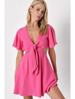 Perfect Day for Love Peach Cutout Tie-Front Mini Dress