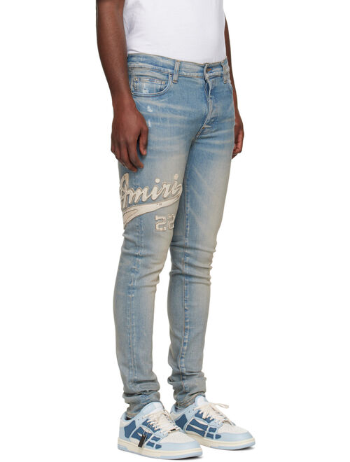 AMIRI Indigo Varsity Applique Jeans