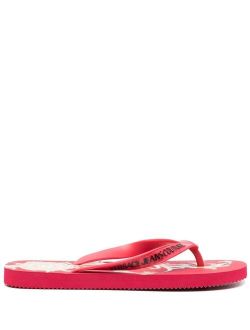 Jeans Couture side logo-print flip flops