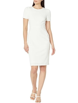 Scuba Crepe Sheath Dress with Tulip Sleeve