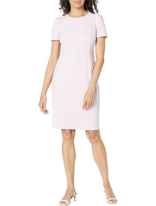 Calvin Klein Scuba Crepe Sheath Dress with Tulip Sleeve