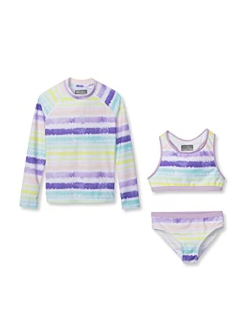 Eddie Bauer Girls' Rash Guard Set - 3 Piece Swimsuit Set - UPF 50+ Quick Dry Rash Guard, Tankini Top, and Bottom (S-XL)