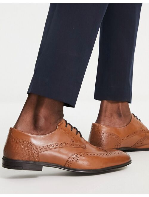 River Island wide fit lace up brogues in brown