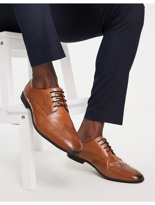 River Island wide fit lace up brogues in brown