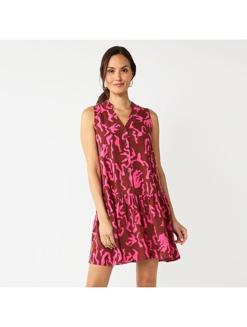 Women's Nine West Button Front Ruffle Hem Dress