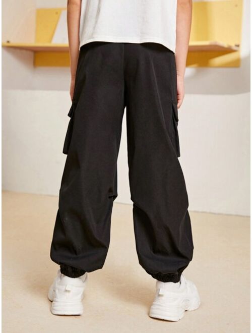 SHEIN Kids EVRYDAY Boys Flap Pocket Side Cargo Pants