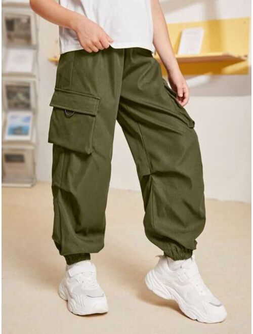 SHEIN Kids EVRYDAY Boys Flap Pocket Side Cargo Pants