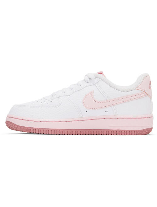 NIKE Kids White & Pink Force 1 Little Kids Sneakers