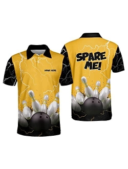 TEEMAN Custom Funny Bowling Shirts with Names, Spare Me Bowling Shirt, Men's Bowling Team Jersey Short Sleeve for Men