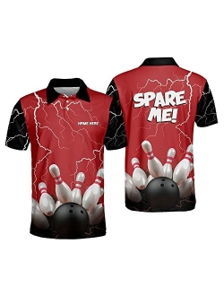 TEEMAN Custom Funny Bowling Shirts with Names, Spare Me Bowling Shirt, Men's Bowling Team Jersey Short Sleeve for Men