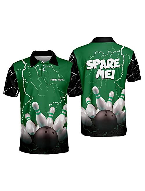 TEEMAN Custom Funny Bowling Shirts with Names, Spare Me Bowling Shirt, Men's Bowling Team Jersey Short Sleeve for Men