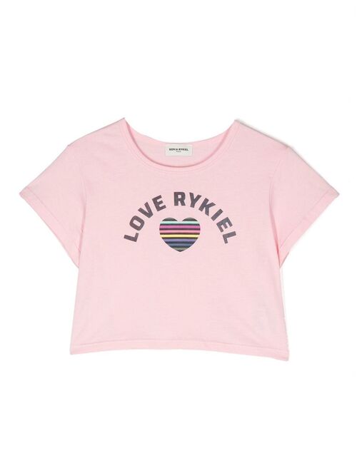 SONIA RYKIEL ENFANT logo-print cropped T-shirt